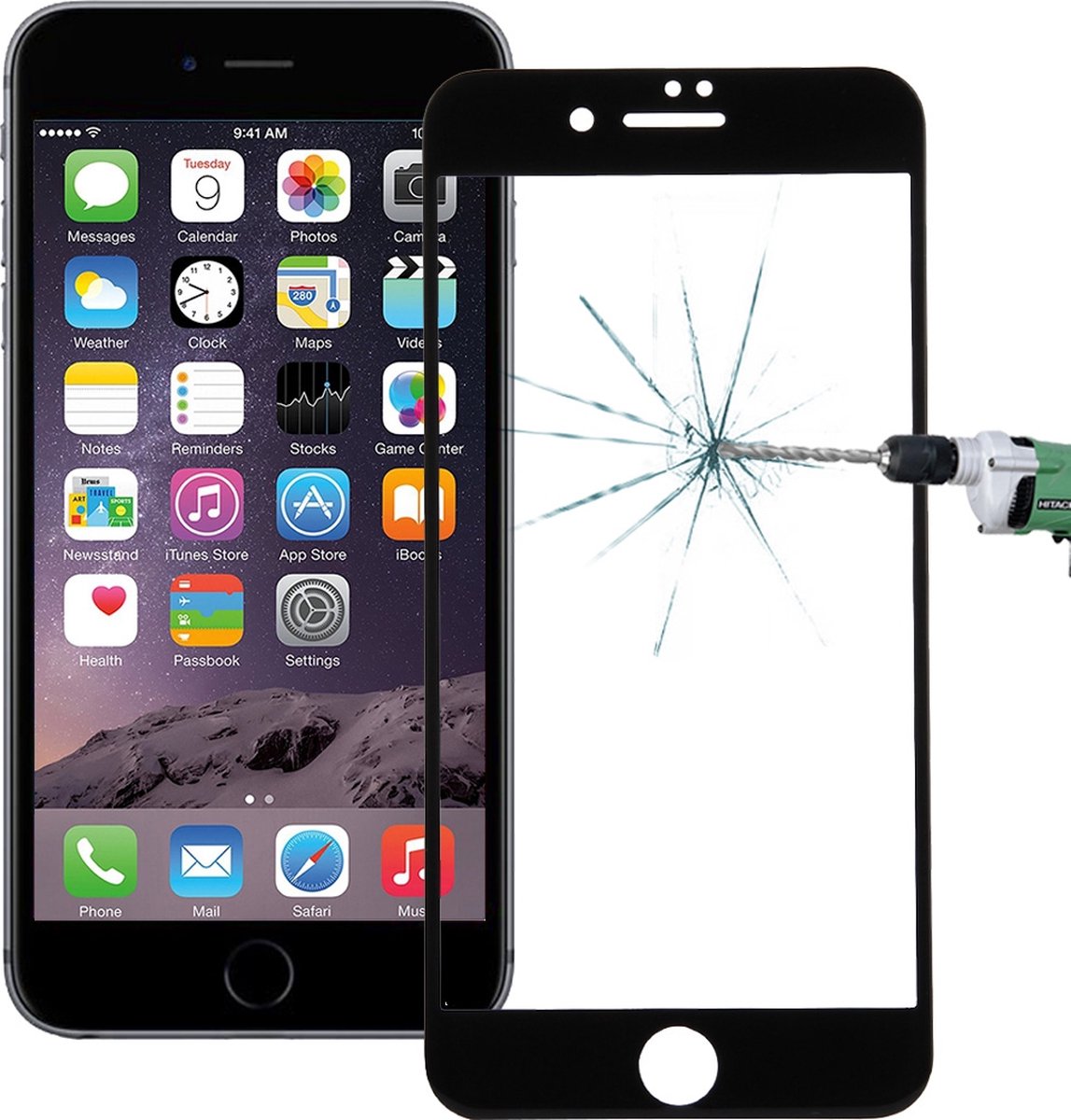 Voor iPhone SE 2020/8/7 0.26mm 9H Oppervlaktehardheid 10D Gebogen Explosieveilig Ingekleurd Zeefdruk Gehard Glas Volledig scherm Film (Zwart) - Merkloos