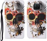 Voor Xiaomi Mi 10T Lite Gekleurde Tekening Patroon Horizontale Flip Leren Case met Houder & Kaartsleuven & Portemonnee & Lanyard (Bloemschedel)