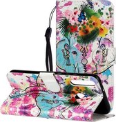 Voor Huawei P40 Lite E / Y7p Olie Reliëf Gekleurde Tekening Patroon Horizontale Flip PU Lederen Case met Houder & Kaartsleuven & Portemonnee (Olifant)