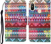 Voor Xiaomi Redmi Note 6 Pro Gekleurde tekening patroon Horizontale flip lederen tas met houder & kaartsleuven & portemonnee & lanyard (tribale etnische stijl)