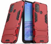 Voor OPPO A53 PC + TPU schokbestendige beschermhoes met onzichtbare houder (rood)