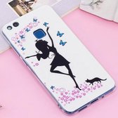 Voor Huawei P10 Lite Noctilucent IMD Dansend Meisje Patroon Zachte TPU Case Beschermhoes