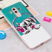 Voor Huawei Mate 10 Pro Noctilucent Koptelefoon Hond Patroon TPU Soft Case Beschermhoes
