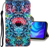 Voor Geschikt voor Xiaomi Redmi Note 9 3D Gekleurde Tekening Horizontale Flip PU Lederen Case met Houder & Kaartsleuven & Portemonnee (Mandala)