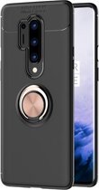 Voor OnePlus 8 Pro Lenuo schokbestendige TPU-beschermhoes met onzichtbare houder (zwart + roségoud)