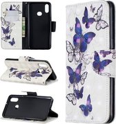 Voor Galaxy A10s 3D Patroon Gekleurde Tekening Horizontale Leren Flip Case met Houder & Kaartsleuven & Portemonnee (Groep Vlinder)