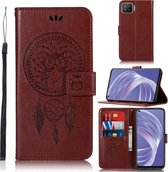 Voor OPPO A73 (2020) Windgong Uil Embossing Patroon Horizontale Flip lederen tas, met houder & kaartsleuven & portemonnee (bruin)