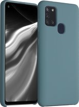 kwmobile telefoonhoesje voor Samsung Galaxy A21s - Hoesje met siliconen coating - Smartphone case in steenblauw