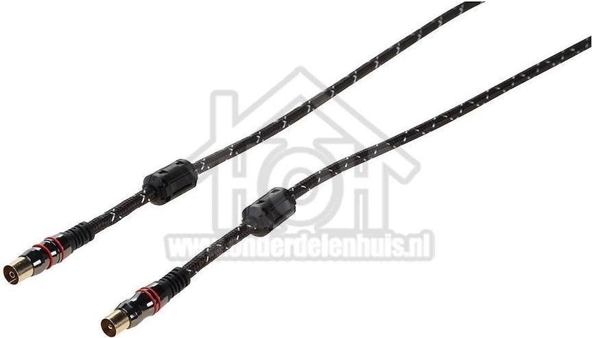 Masterfiks Antenne Kabel Coax, IEC Male <-> IEC Contra Female 1.5 Meter, Viervoudig