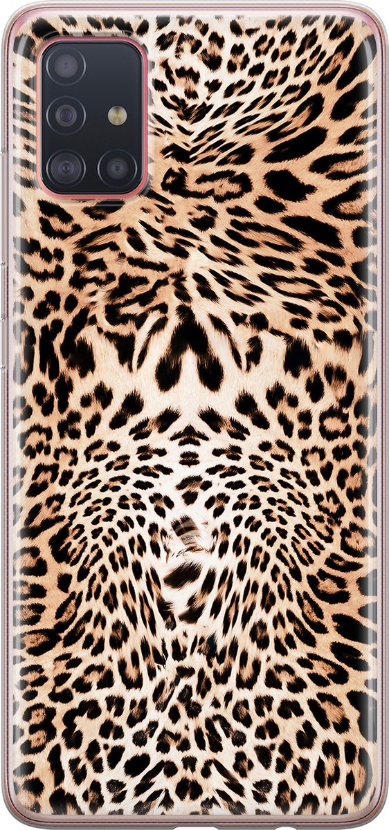 Leuke Telefoonhoesjes - Hoesje geschikt voor Samsung Galaxy A51 - Animal print - Soft case - TPU - Luipaardprint - Bruin