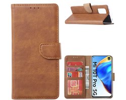 Hoesje Geschikt voor Xiaomi Mi 10T / Mi 10T Pro 5G Hoesje met Pasjeshouder portemonnee cover / bookcase - Bruin