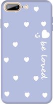Voor iPhone 8 Plus / 7 Plus Lachend Gezicht Meerdere Love-Hearts Patroon Kleurrijke Frosted TPU Telefoon Beschermhoes (Lichtpaars)