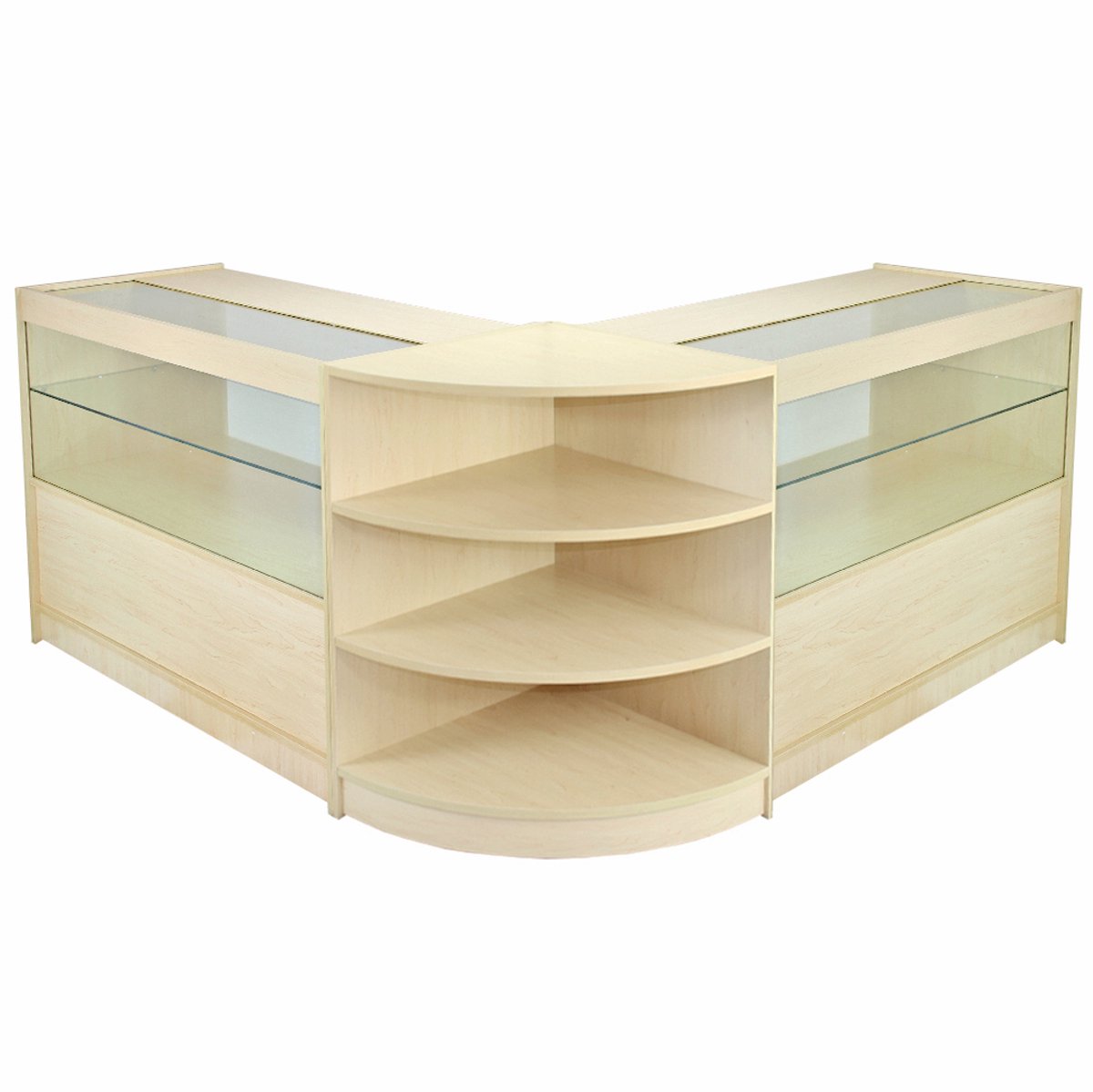 Virgo toonbank b1200 - esdoorn - 120x60x90cm - glazen vitrine
