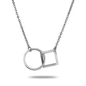 Twice As Nice Collier en acier inoxydable, cercle et diamant 40 cm + 5 cm