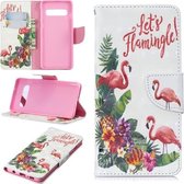 3D Gekleurde Tekening Patroon Horizontale Flip Leren Case voor Samsung Galaxy S10, met Houder & Kaartsleuven & Portemonnee (Engelse Flamingo)
