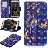 3D Gekleurde Tekening Patroon Horizontale Flip Leren Case voor Galaxy J330, met Houder & Kaartsleuven & Portemonnee (Paarse Vlinder)