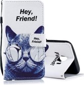 Cool Cat Pattern horizontale flip lederen hoes voor Galaxy J4 (2018), met houder en kaartsleuven en portemonnee