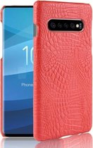 Schokbestendig Crocodile Texture PC + PU-hoesje voor Galaxy S10 5G (rood)