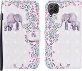 Voor Huawei P40 lite 3D Geschilderd Patroon Horizontale Flip Leren Case met Houder & Portemonnee & Kaartsleuf & Lanyard (Bloem Olifant)