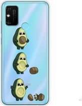 Voor Huawei Honor 9A gekleurd tekeningpatroon zeer transparant TPU beschermhoes (avocado)