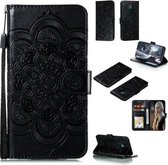 Voor Nokia 5.3 Mandala Embossing Patroon Horizontale Flip Leren Case met Houder & Kaartsleuven & Portemonnee & Fotolijst & Lanyard (Zwart)