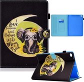 Gekleurde tekening horizontale flip lederen tas met houder & kaartsleuven & slaap- / wekfunctie voor iPad Air / Air 2 / iPad 9.7 (2017) / (2018) (Moon Baby Elephant)