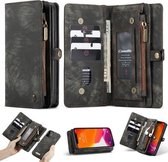 Voor iPhone 12 mini CaseMe-008 Afneembare multifunctionele horizontale flip lederen tas met kaartsleuf & houder & rits portemonnee & fotolijst (zwart)