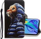 Voor Huawei Mate 30 3D Gekleurde Tekening Horizontale Flip PU Lederen Case met Houder & Kaartsleuven & Portemonnee (Donsjack Kat)