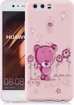 Voor Huawei P20 Pro schokbestendige beschermhoes volledige dekking siliconen hoes (bloem beer)