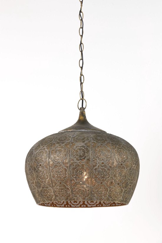 Light & Living Hanglamp Emine - Bruin - 43.5x43.5x40.5cm - Modern - Hanglampen Eetkamer, Slaapkamer, Woonkamer