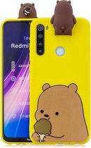 Voor Xiaomi Redmi Note 8T Cartoon schokbestendige TPU beschermhoes met houder (beugel bruine beer)