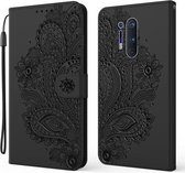 Voor OnePlus 8 Pro 3D Pauw Reliëfpatroon Horizontale Flip Leren Case met Houder & Kaartsleuf & Portemonnee & Lanyard (Zwart)