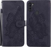 Voor Samsung Galaxy A11 Retro Skin Feel Butterflies Embossing Horizontale Flip Leather Case met houder & kaartsleuven & portemonnee (zwart)