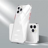 Voor iPhone 12/12 Pro Color Button Clear Volledige dekking Schokbestendig TPU-hoesje (transparant + rood)