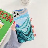 Voor iPhone 12/12 Pro Ocean Wave Coral TPU Smooth Marbled IMD Mobile Phone Case (Green SD1)