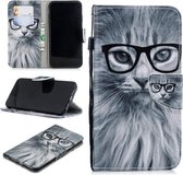 Voor iPhone XS Max Gekleurd tekeningpatroon Horizontaal Flip TPU + PU lederen hoesje met houder & kaartsleuven & portemonnee & lanyard (Fashion Cat)