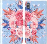 Voor Samsung Galaxy A10 & M10 3D-schilderij Gekleurd tekeningpatroon Horizontaal Flip TPU + PU-lederen hoes met houder & kaartsleuven & portemonnee & lanyard (gekleurde bloemen)