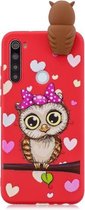 Voor Galaxy A21 schokbestendig Cartoon TPU beschermhoes (rode uil)