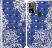 Voor Samsung Galaxy M31 3D Schilderij Gekleurd Tekening Patroon Horizontaal Flip TPU + PU Lederen Hoesje met Houder & Kaartsleuven & Portemonnee & Lanyard (Wit Kant)