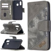 Voor Samsung Galaxy A40 bijpassende kleur krokodil textuur horizontale flip PU lederen tas met portemonnee & houder & kaartsleuven (grijs)