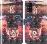 Voor Samsung Galaxy A71 5G A Quantum 3D-schilderij Gekleurd tekeningpatroon Horizontaal Flip TPU + PU-lederen hoes met houder & kaartsleuven & portemonnee & lanyard (Dream Lion)