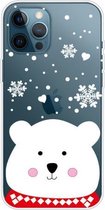 Christmas Series Clear TPU beschermhoes voor iPhone 12 Pro Max (Chubby White Bear)
