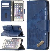 Voor iPhone 6 bijpassende kleur Krokodiltextuur Horizontale flip PU lederen tas met portemonnee & houder & kaartsleuven (blauw)