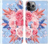 Voor iPhone 11 Pro Max 3D-schilderij Gekleurd tekenpatroon Horizontaal Flip TPU + PU-lederen hoes met houder & kaartsleuven & portemonnee & lanyard (gekleurde bloemen)