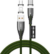 JOYROOM S-M408 Magnetic Series 3 in 1 3A USB naar 8-pins + USB-C / Type-C + Micro USB-oplaadkabel, lengte: 1,2 m (groen)