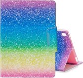 Voor iPad Air / Air 2 / iPad 9.7 (2017) / iPad 9.7 (2018) Gekleurde tekening Patroon Horizontale flip lederen tas met houder & kaartsleuf & portemonnee (Striped Rainbow Sand)
