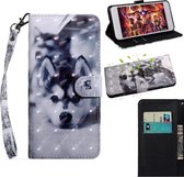 3D-schilderijpatroon Gekleurde tekening Horizontaal Flip TPU + PU lederen tas met houder & kaartsleuven & portemonnee voor Huawei P20 Lite (Husky)