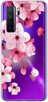 Voor Huawei P40 Lite 5G gekleurd tekeningpatroon zeer transparant TPU beschermhoes (kersenbloesems)