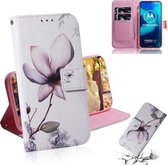 Voor Motorola Moto G8 Power Lite Gekleurde Tekening Horizontale Flip Leren Case met Houder & Kaartsleuf & Portemonnee (Magnolia Bloem)