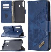 Voor Huawei Y7P Bijpassende kleur Krokodiltextuur Horizontale flip PU lederen tas met portemonnee & houder & kaartsleuven (blauw)